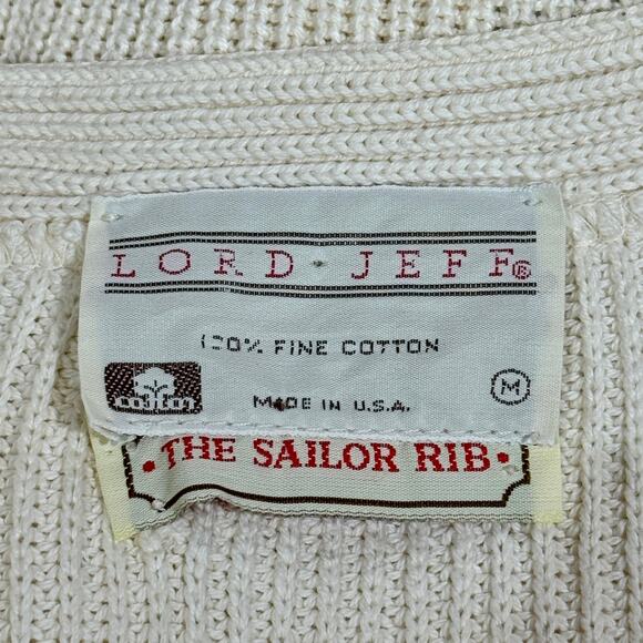 USA Vintage Lord Jeff The Sailor Rib Cardigan Men’s Med !00% cotton - Picture 3 of 4